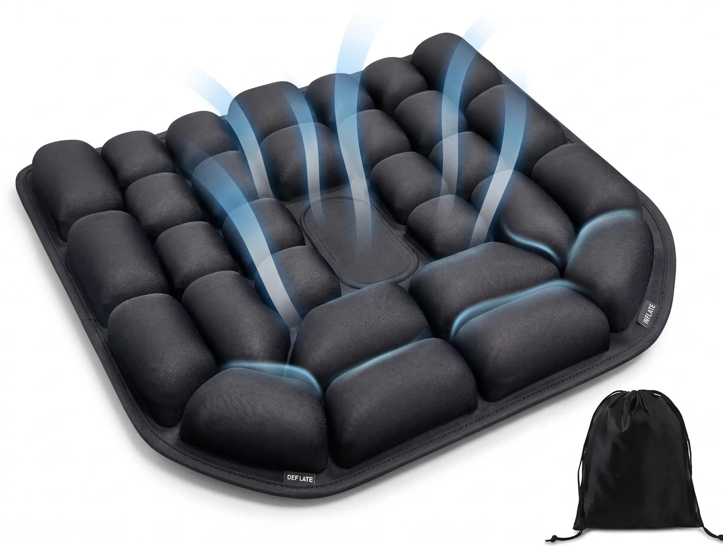 Sondor Upgrade Inflatable Travel Seat Cushion for Airplane - Portable Air Pad with Built-in Pump for Long Flights & Car Rides - Ergonomic Tailbone Pain Relief for Office Chair, Wheelchair, Stadium