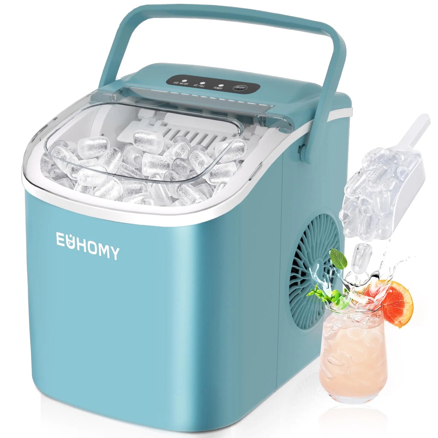 Portable Countertop Ice Maker, 6-Minute Bullet Ice, 26 lb Daily Capacity, Self-Cleaning Compact Ice Machine
