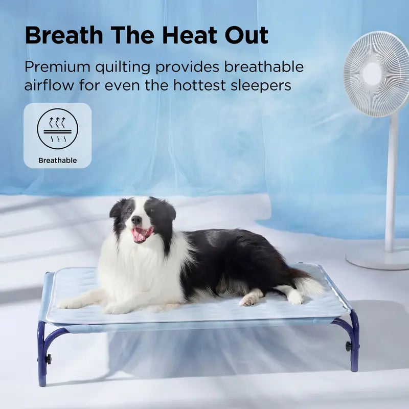 Washable Pet Cooling Mat for Dogs, Q-MAX>0.4 Breathable Summer Cooling Pad, No Gel, No Electric & Non-Slip Design