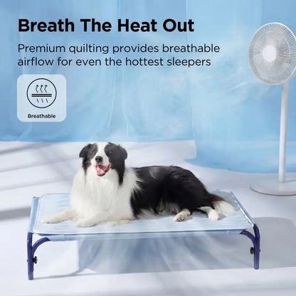 Washable Pet Cooling Mat for Dogs, Q-MAX>0.4 Breathable Summer Cooling Pad, No Gel, No Electric & Non-Slip Design