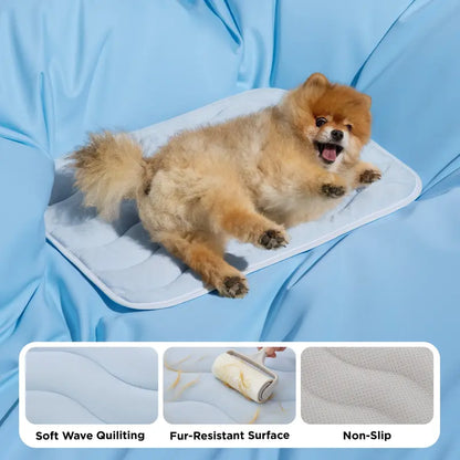 Washable Pet Cooling Mat for Dogs, Q-MAX>0.4 Breathable Summer Cooling Pad, No Gel, No Electric & Non-Slip Design