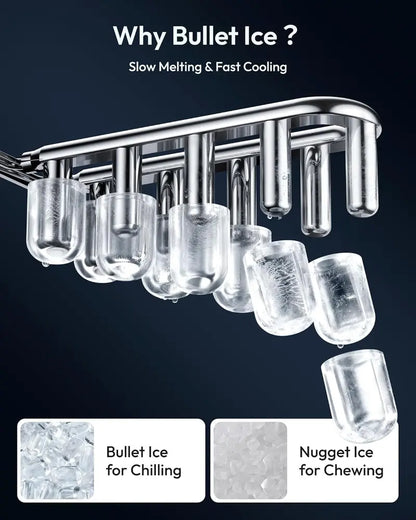 Portable Countertop Ice Maker, 6-Minute Bullet Ice, 26 lb Daily Capacity, Self-Cleaning Compact Ice Machine