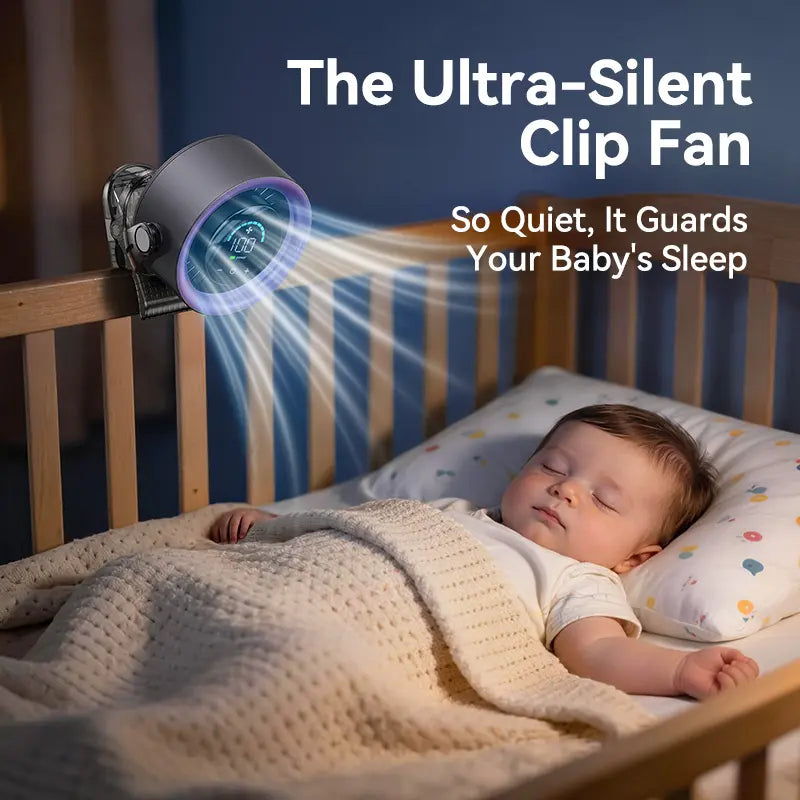 4000mAh Rechargeable Clip-On Fan, 100-Speed Touch Control, LED Display, 360° Rotation, Quiet Turbo Airflow, USB Portable Desk Fan for Stroller, Bed, Travel, Camping, Golf & Gym