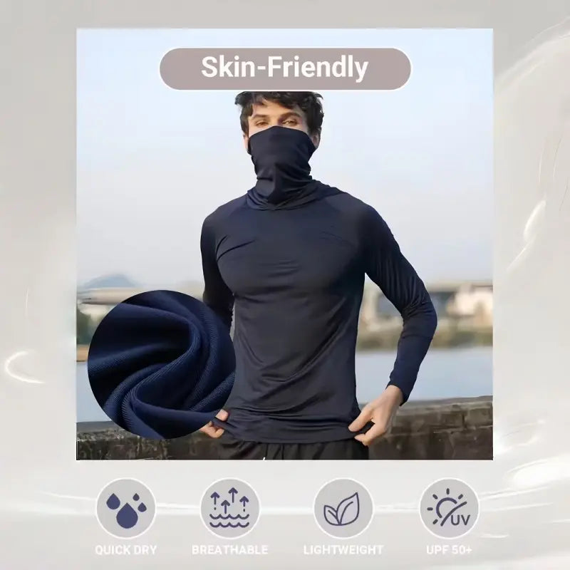 6-Piece Men's Lightweight Hoodie Pullover Set, Slim Fit Long Sleeve Tops with UPF Sun Protection, Soft Breathable Fabric, Casual Summer Menswear