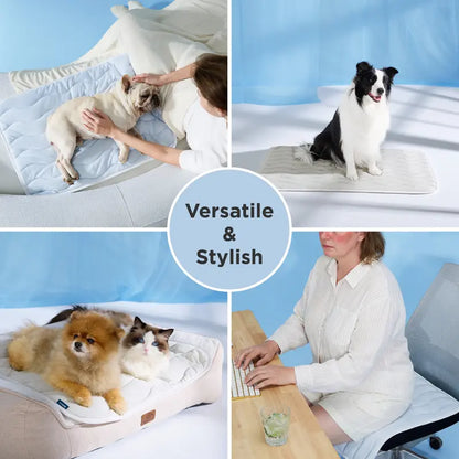 Washable Pet Cooling Mat for Dogs, Q-MAX>0.4 Breathable Summer Cooling Pad, No Gel, No Electric & Non-Slip Design
