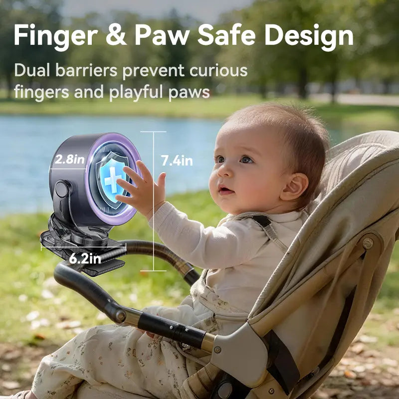 4000mAh Rechargeable Clip-On Fan, 100-Speed Touch Control, LED Display, 360° Rotation, Quiet Turbo Airflow, USB Portable Desk Fan for Stroller, Bed, Travel, Camping, Golf & Gym