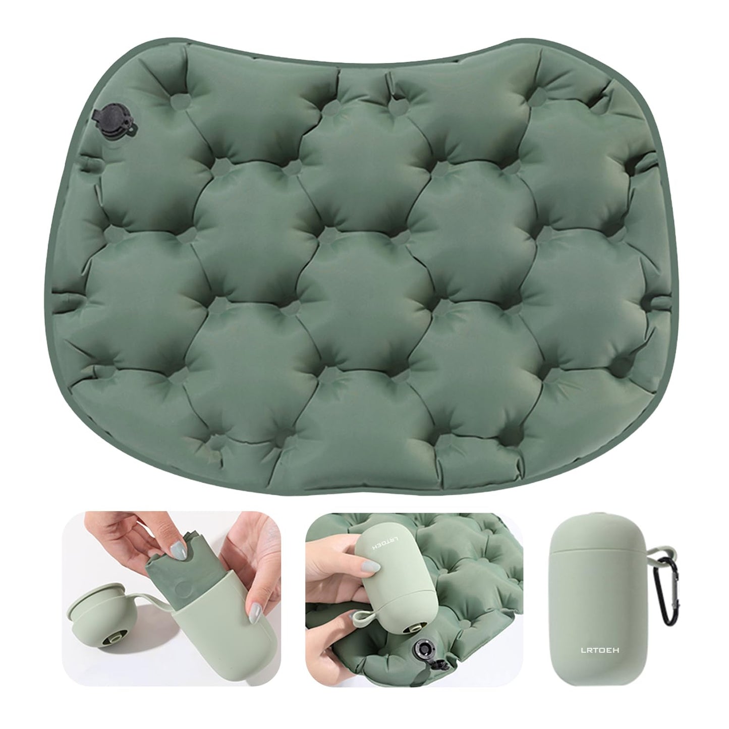Inflatable Seat Cushion, Lightweight Portable Air Cushion with Pump, Airplane Seat Pad for Flights Pressure Relief, Waterproof Chair Pad, Stadium Cushions for Travel, Camping, Hiking(Green)