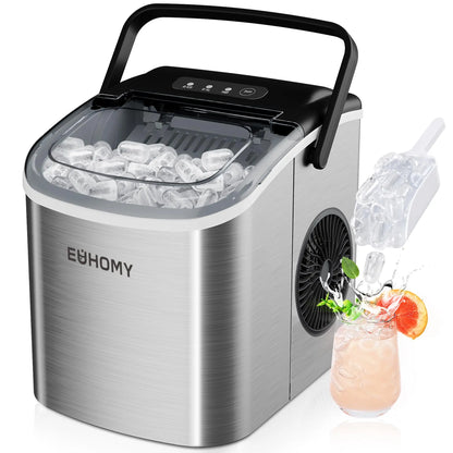 Portable Countertop Ice Maker, 6-Minute Bullet Ice, 26 lb Daily Capacity, Self-Cleaning Compact Ice Machine