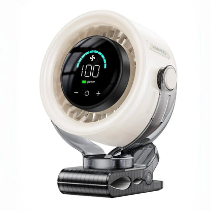 4000mAh Rechargeable Clip-On Fan, 100-Speed Touch Control, LED Display, 360° Rotation, Quiet Turbo Airflow, USB Portable Desk Fan for Stroller, Bed, Travel, Camping, Golf & Gym