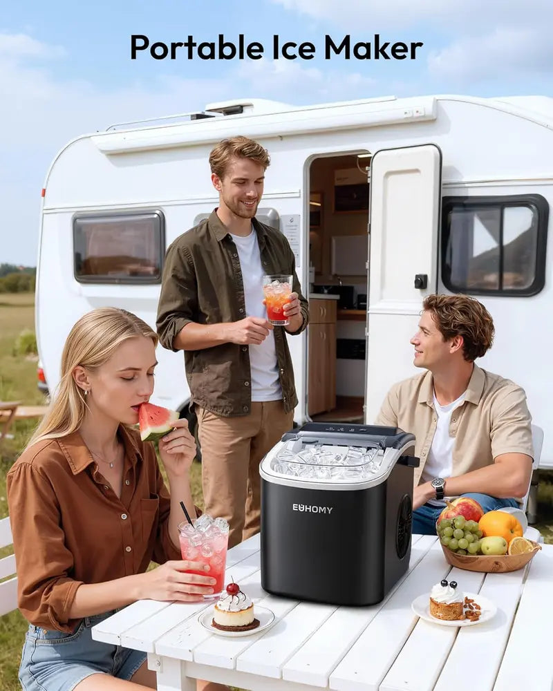 Portable Countertop Ice Maker, 6-Minute Bullet Ice, 26 lb Daily Capacity, Self-Cleaning Compact Ice Machine
