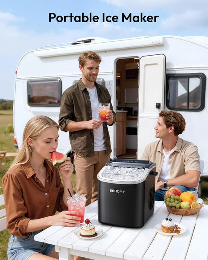 Portable Countertop Ice Maker, 6-Minute Bullet Ice, 26 lb Daily Capacity, Self-Cleaning Compact Ice Machine