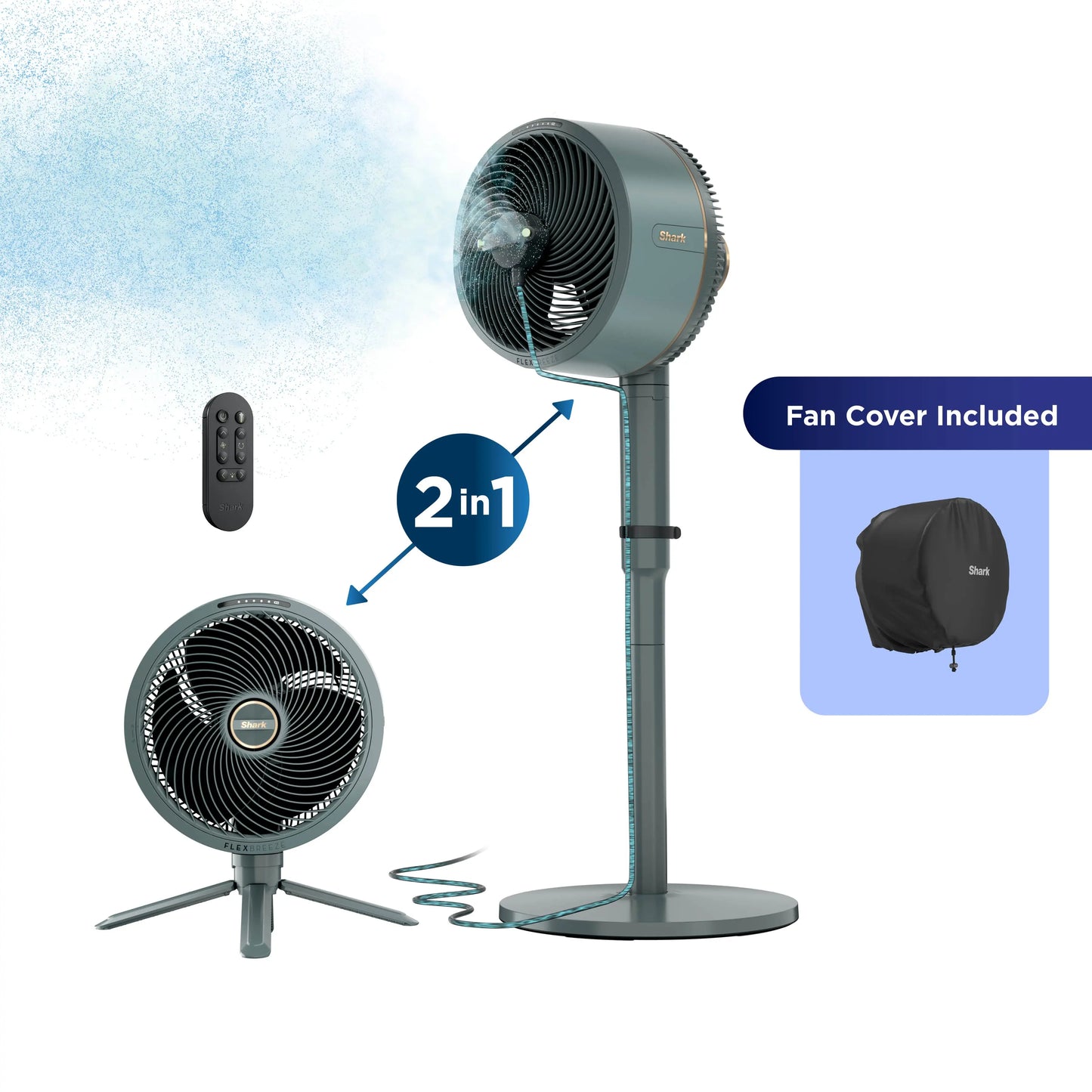 Portable Indoor & Outdoor Cooling Fan with Cordless Design, Misting Attachment & Adjustable Airflow