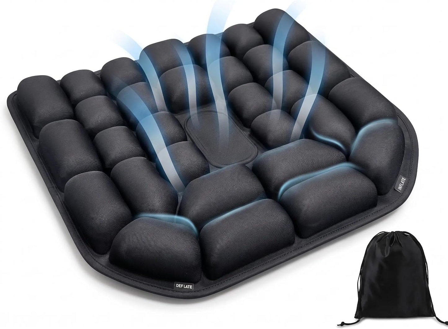 Sondor Upgrade Inflatable Travel Seat Cushion for Airplane - Portable Air Pad with Built-in Pump for Long Flights & Car Rides - Ergonomic Tailbone Pain Relief for Office Chair, Wheelchair, Stadium