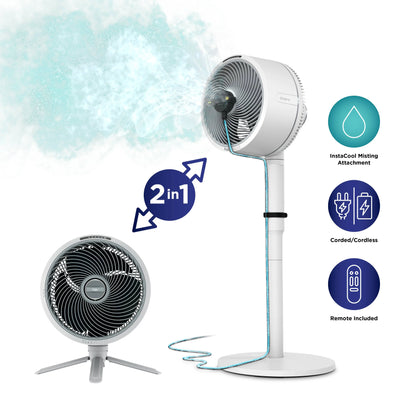 Portable Indoor & Outdoor Cooling Fan with Cordless Design, Misting Attachment & Adjustable Airflow