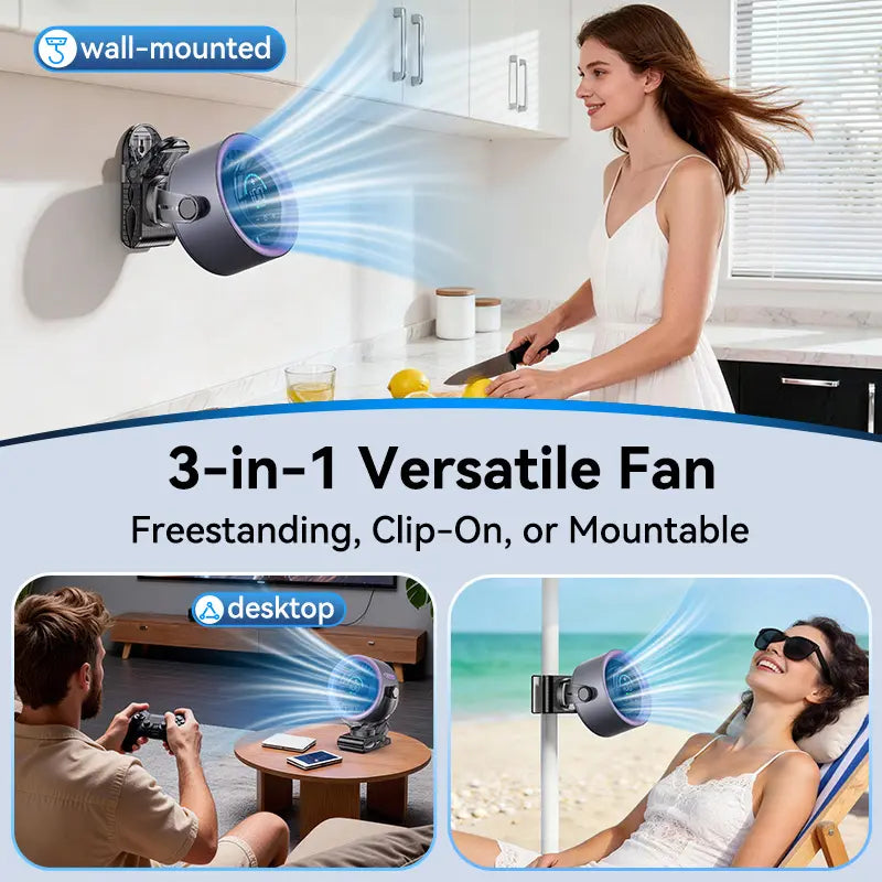 4000mAh Rechargeable Clip-On Fan, 100-Speed Touch Control, LED Display, 360° Rotation, Quiet Turbo Airflow, USB Portable Desk Fan for Stroller, Bed, Travel, Camping, Golf & Gym