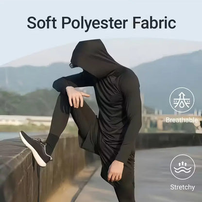 6-Piece Men's Lightweight Hoodie Pullover Set, Slim Fit Long Sleeve Tops with UPF Sun Protection, Soft Breathable Fabric, Casual Summer Menswear