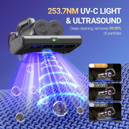 UV-C Bed Vacuum Cleaner with Powerful Suction, Deep Cleaning Mattress Cleaner for Beds, Sofas, Pillows & Fabric Furniture