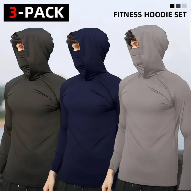 6-Piece Men's Lightweight Hoodie Pullover Set, Slim Fit Long Sleeve Tops with UPF Sun Protection, Soft Breathable Fabric, Casual Summer Menswear