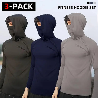 6-Piece Men's Lightweight Hoodie Pullover Set, Slim Fit Long Sleeve Tops with UPF Sun Protection, Soft Breathable Fabric, Casual Summer Menswear