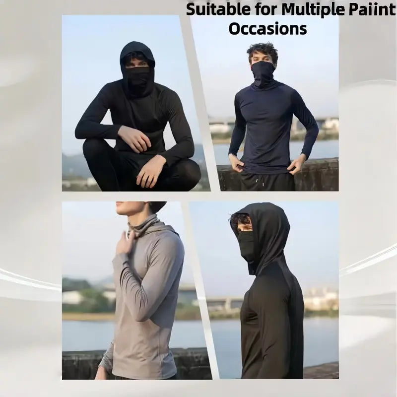 6-Piece Men's Lightweight Hoodie Pullover Set, Slim Fit Long Sleeve Tops with UPF Sun Protection, Soft Breathable Fabric, Casual Summer Menswear