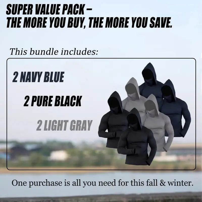 6-Piece Men's Lightweight Hoodie Pullover Set, Slim Fit Long Sleeve Tops with UPF Sun Protection, Soft Breathable Fabric, Casual Summer Menswear