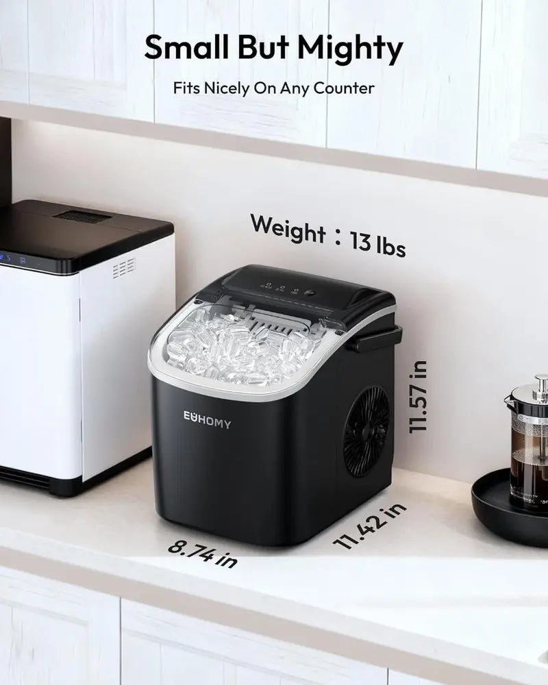 Portable Countertop Ice Maker, 6-Minute Bullet Ice, 26 lb Daily Capacity, Self-Cleaning Compact Ice Machine