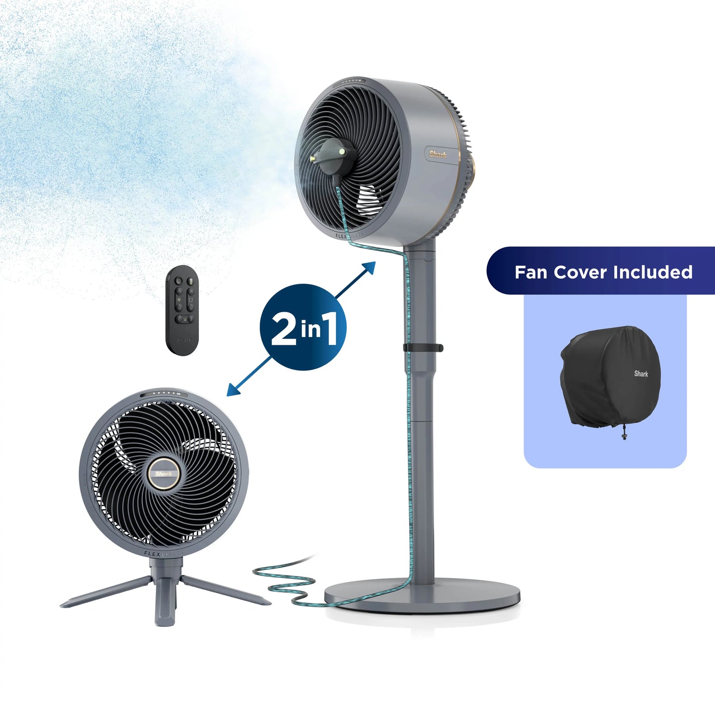Portable Indoor & Outdoor Cooling Fan with Cordless Design, Misting Attachment & Adjustable Airflow