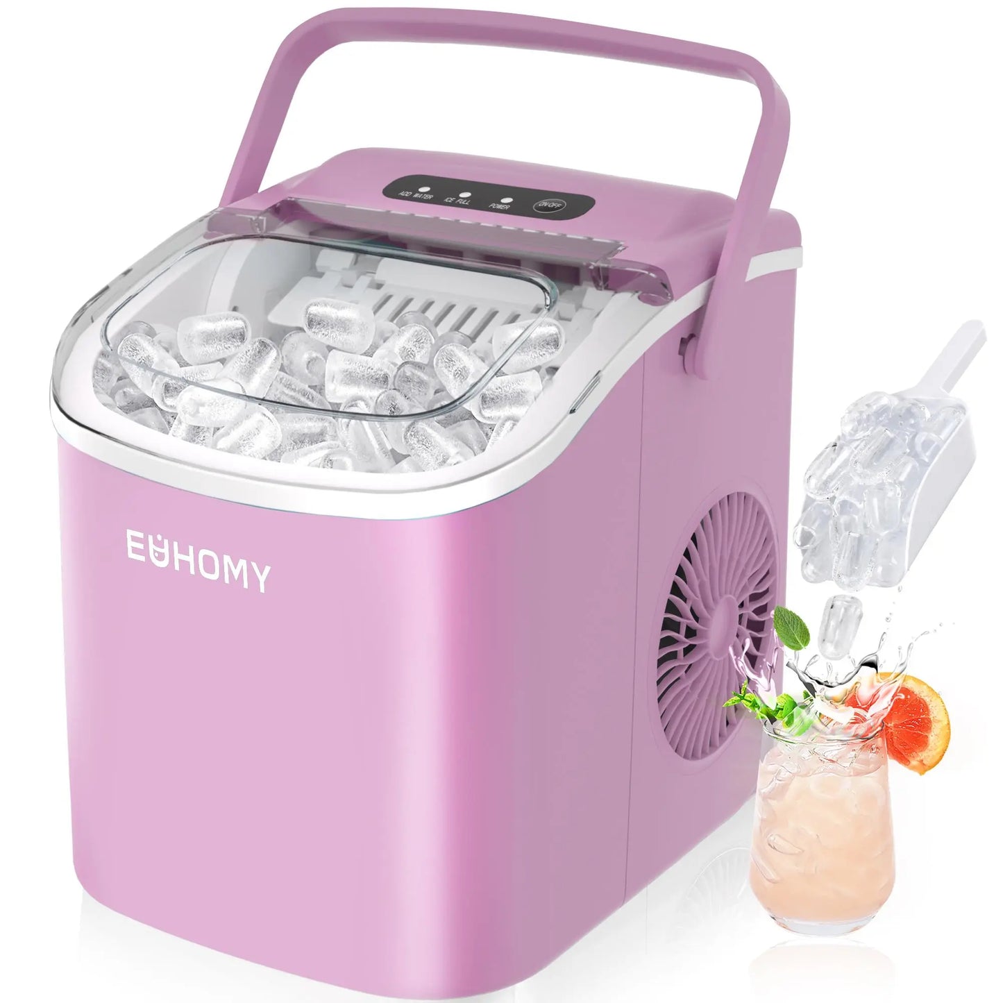 Portable Countertop Ice Maker, 6-Minute Bullet Ice, 26 lb Daily Capacity, Self-Cleaning Compact Ice Machine