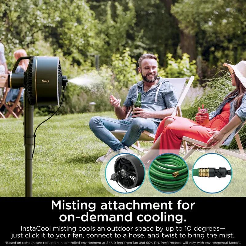 Portable Indoor & Outdoor Cooling Fan with Cordless Design, Misting Attachment & Adjustable Airflow
