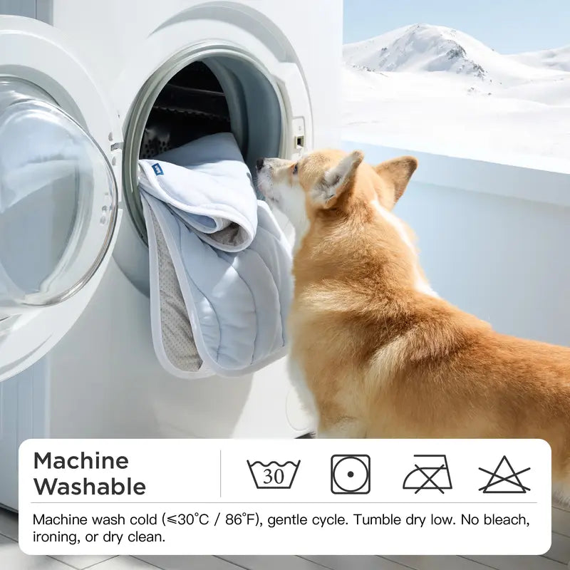 Washable Pet Cooling Mat for Dogs, Q-MAX>0.4 Breathable Summer Cooling Pad, No Gel, No Electric & Non-Slip Design