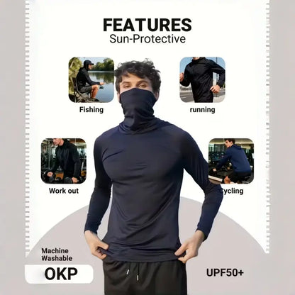 6-Piece Men's Lightweight Hoodie Pullover Set, Slim Fit Long Sleeve Tops with UPF Sun Protection, Soft Breathable Fabric, Casual Summer Menswear