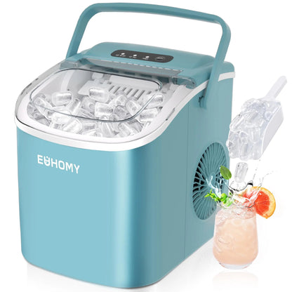 Portable Countertop Ice Maker, 6-Minute Bullet Ice, 26 lb Daily Capacity, Self-Cleaning Compact Ice Machine