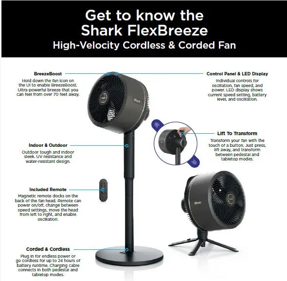 Portable Indoor & Outdoor Cooling Fan with Cordless Design, Misting Attachment & Adjustable Airflow