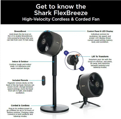 Portable Indoor & Outdoor Cooling Fan with Cordless Design, Misting Attachment & Adjustable Airflow