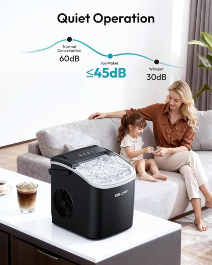 Portable Countertop Ice Maker, 6-Minute Bullet Ice, 26 lb Daily Capacity, Self-Cleaning Compact Ice Machine