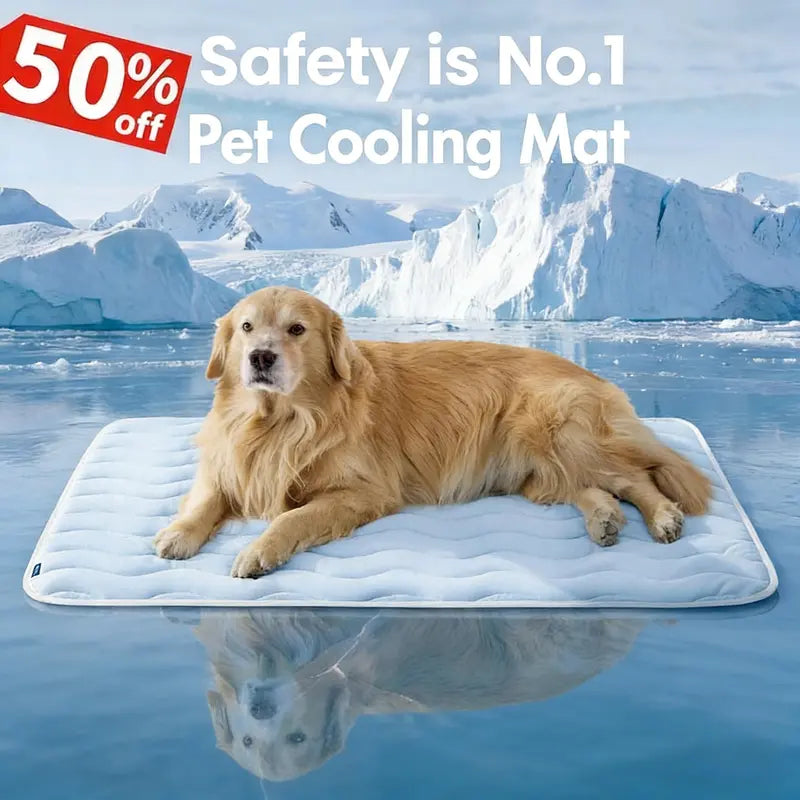 Washable Pet Cooling Mat for Dogs, Q-MAX>0.4 Breathable Summer Cooling Pad, No Gel, No Electric & Non-Slip Design