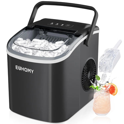 Portable Countertop Ice Maker, 6-Minute Bullet Ice, 26 lb Daily Capacity, Self-Cleaning Compact Ice Machine
