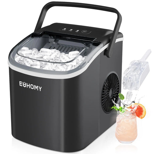 Portable Countertop Ice Maker, 6-Minute Bullet Ice, 26 lb Daily Capacity, Self-Cleaning Compact Ice Machine